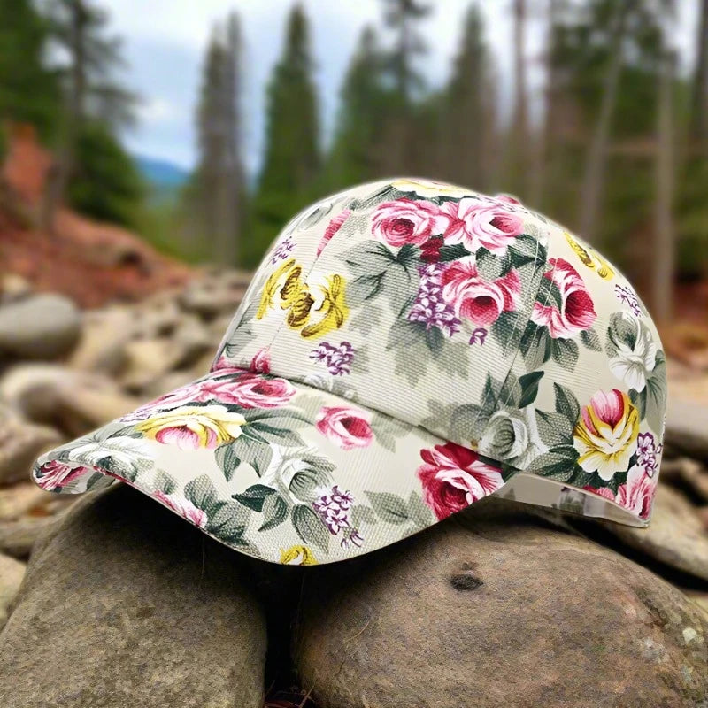 Mamaw's Roses Floral Print on White Women's Baseball Cap