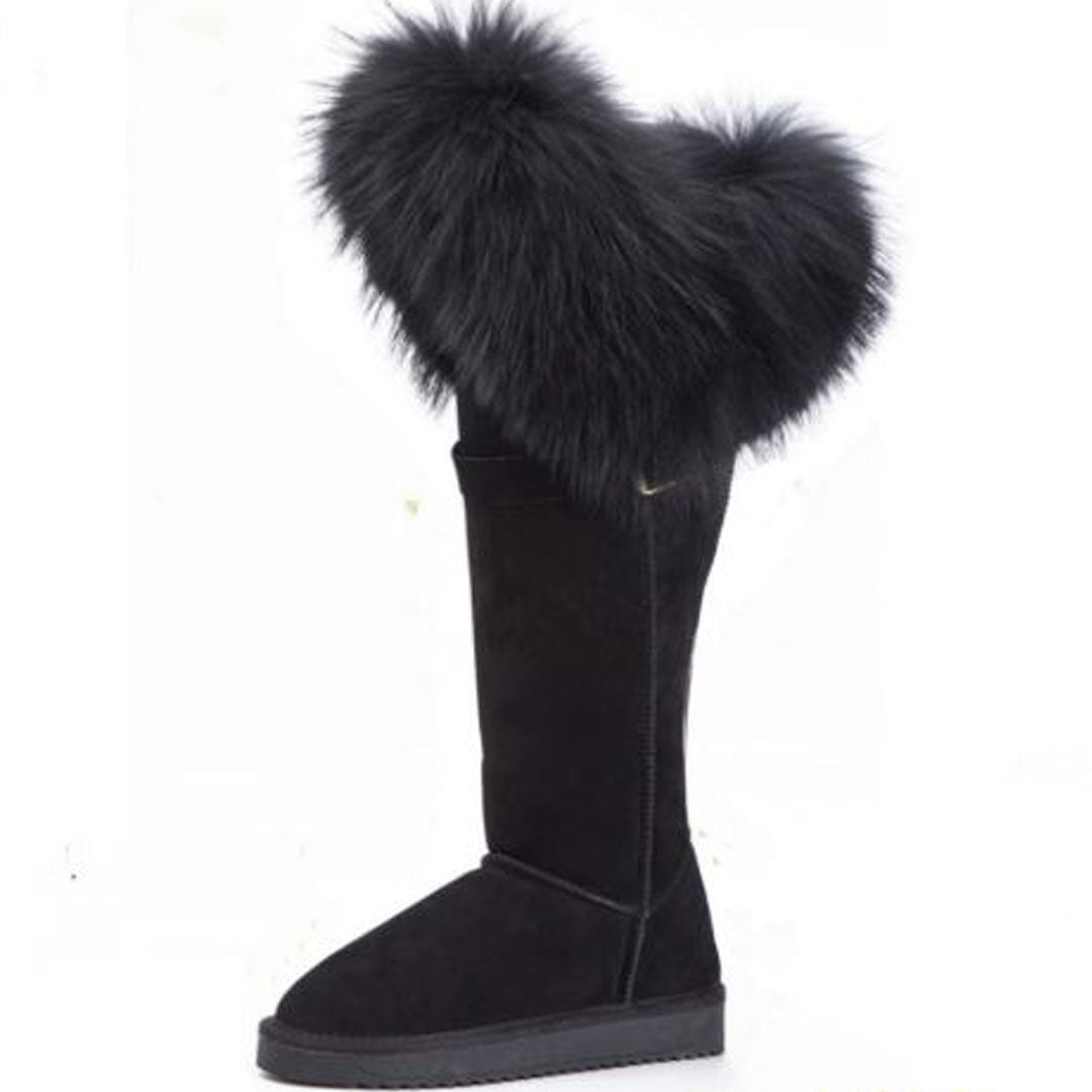 black fox fur boots
