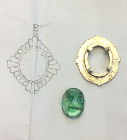 Handmade Emerald Diamond Pendant 