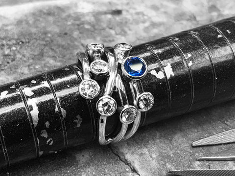 Handmade Blue Sapphire Diamond Ring