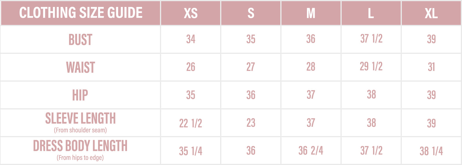 Size Guide - Miss Me