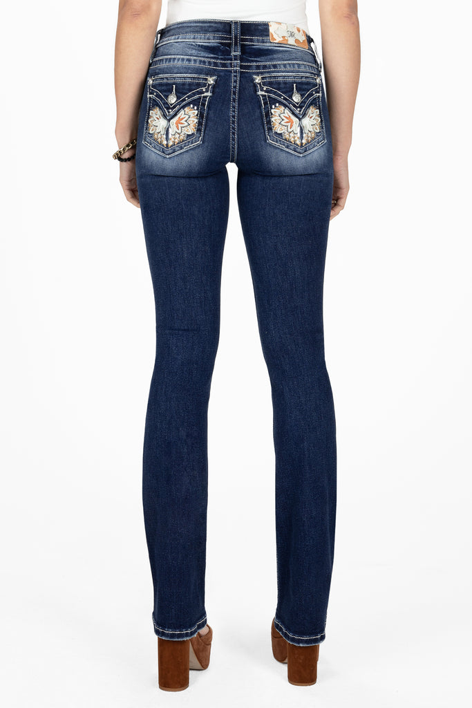 light blue cow angel wings bootcut jeans