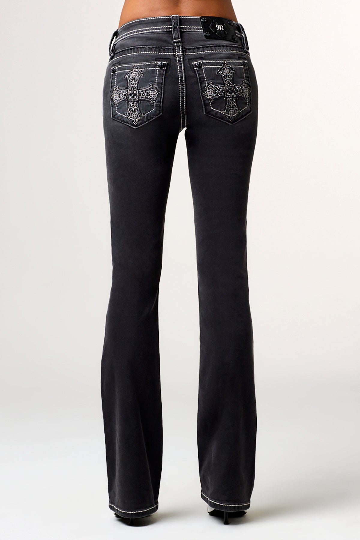 Miss Me Like A Prayer Bootcut Jeans In Grey
