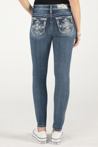 embellished blue skinny denim jeans