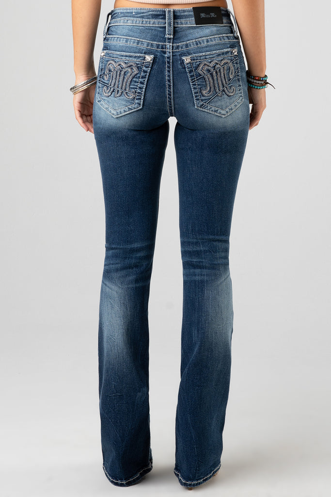 Feathered Cross Bootcut Jeans, Only $119.00