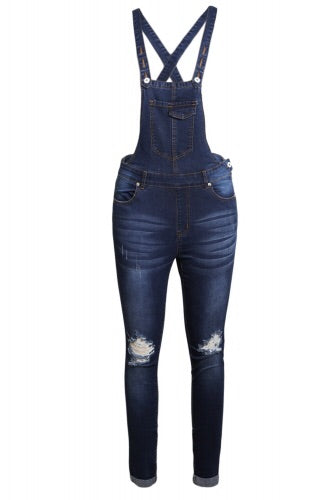 dark blue denim overalls