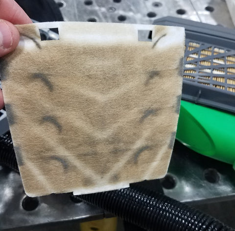 Photos Show PAPR Pre-Filters After 8 Hours of Filtering Aluminum Welding Fumes