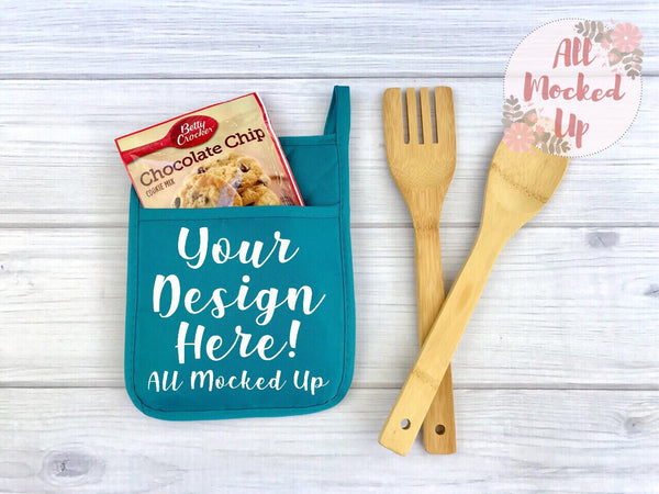 Download Turquoise Pocket Pot Holder Potholder Mock Up Mockup Image Flat Lay All Mocked Up