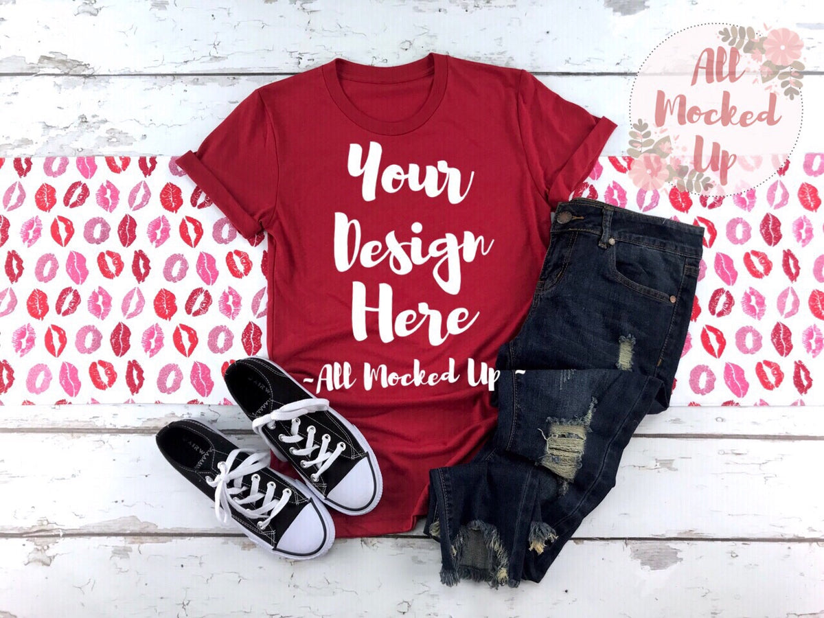 Download Bella Canvas 3413 Red Triblend T-shirt Tshirt Mock Up ...