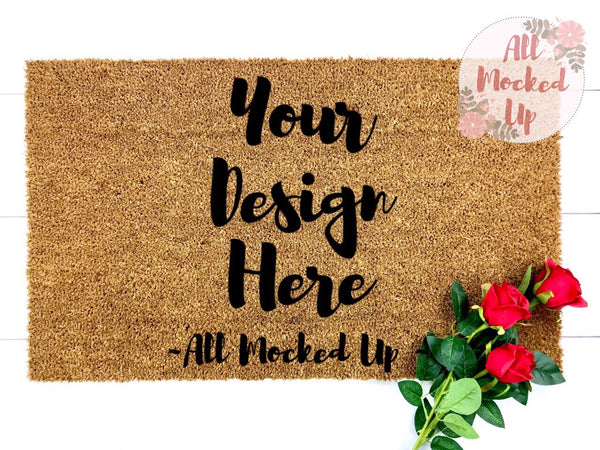 Download 18" x 30" Coir DOORMAT Door Mat Mock Up MockUp Image - Flat Lay Image - All Mocked Up