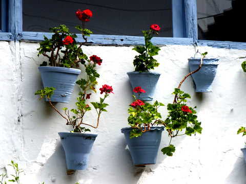 vertical flower pot arrangement