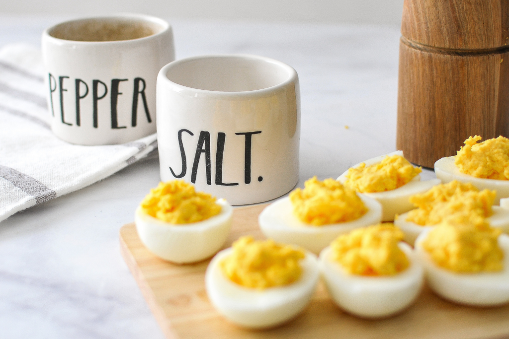 Salt and Pepper Cellars with Deviled eggs