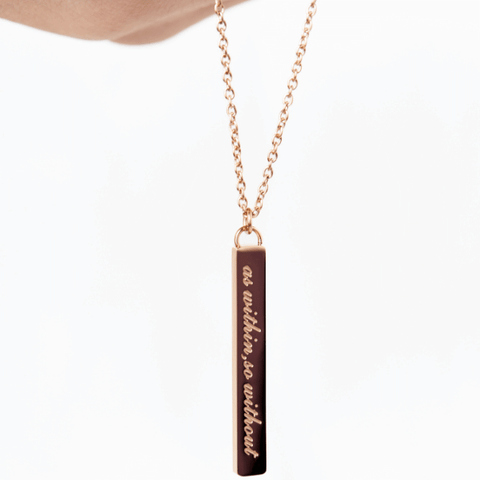 Blessed Be Magick - As Within So Without Affirmation Wand Necklace in Rose Gold