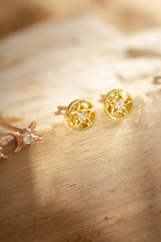 Pentacle Mini Stud Earrings in Gold