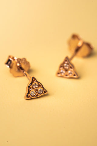 Triquetra Mini Stud Earrings in Rose Gold