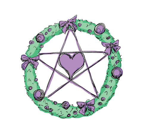 Blessed Be Magick - Yule Wreath Illustration 