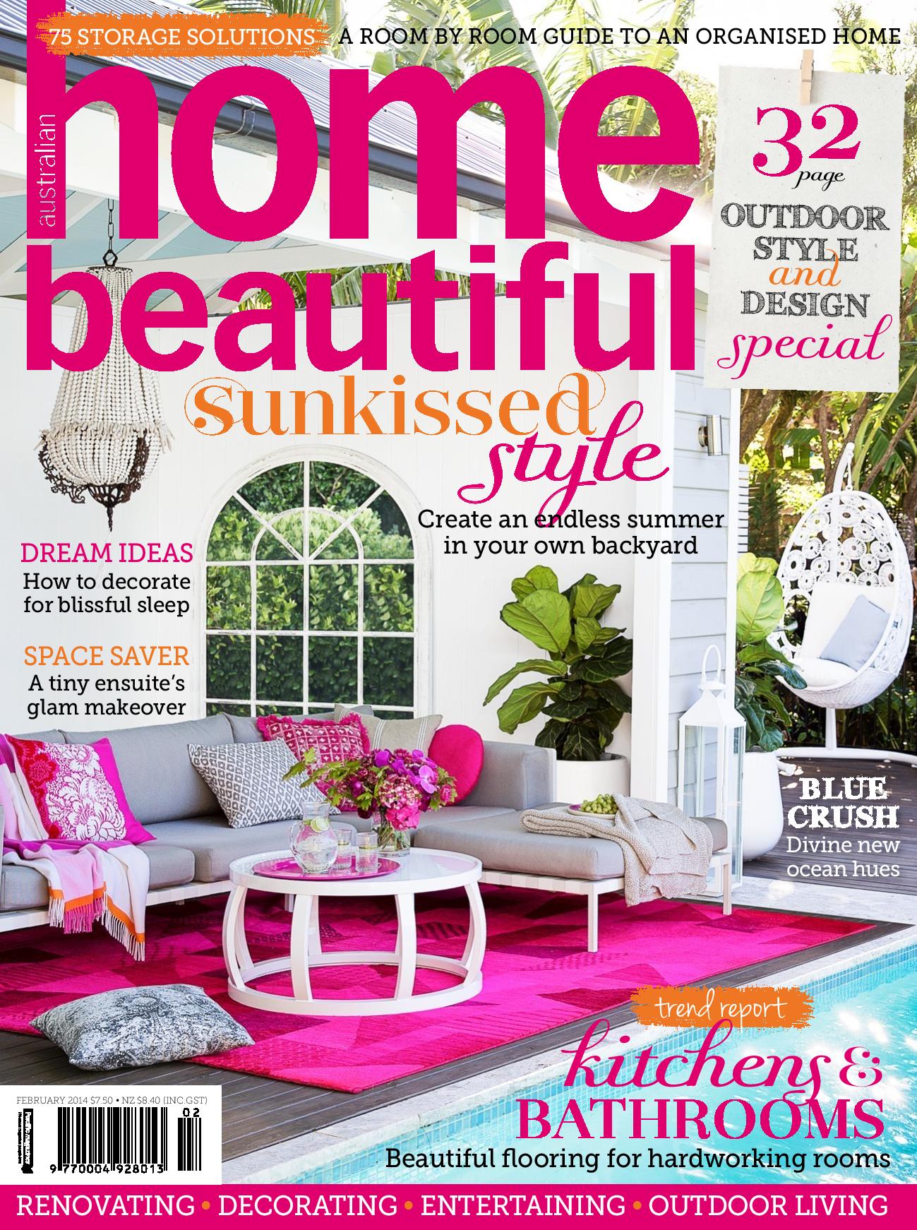 Home Beautiful - Front Cover February 2014 - Melbourne, Sydney