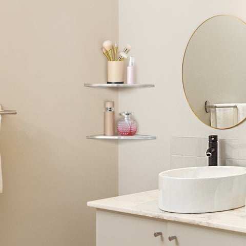 Hexa Series Premium Acrylic Bathroom Corner Shelf Super Clear