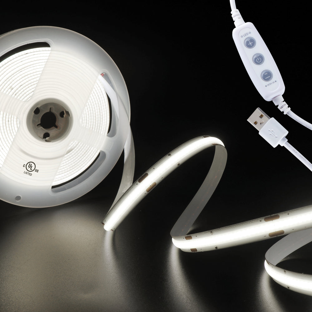 6FT USB Powered - 5V LED COB Strip Light Kit - Cuttable - Dimmer Swi — Parmida LED Technologies