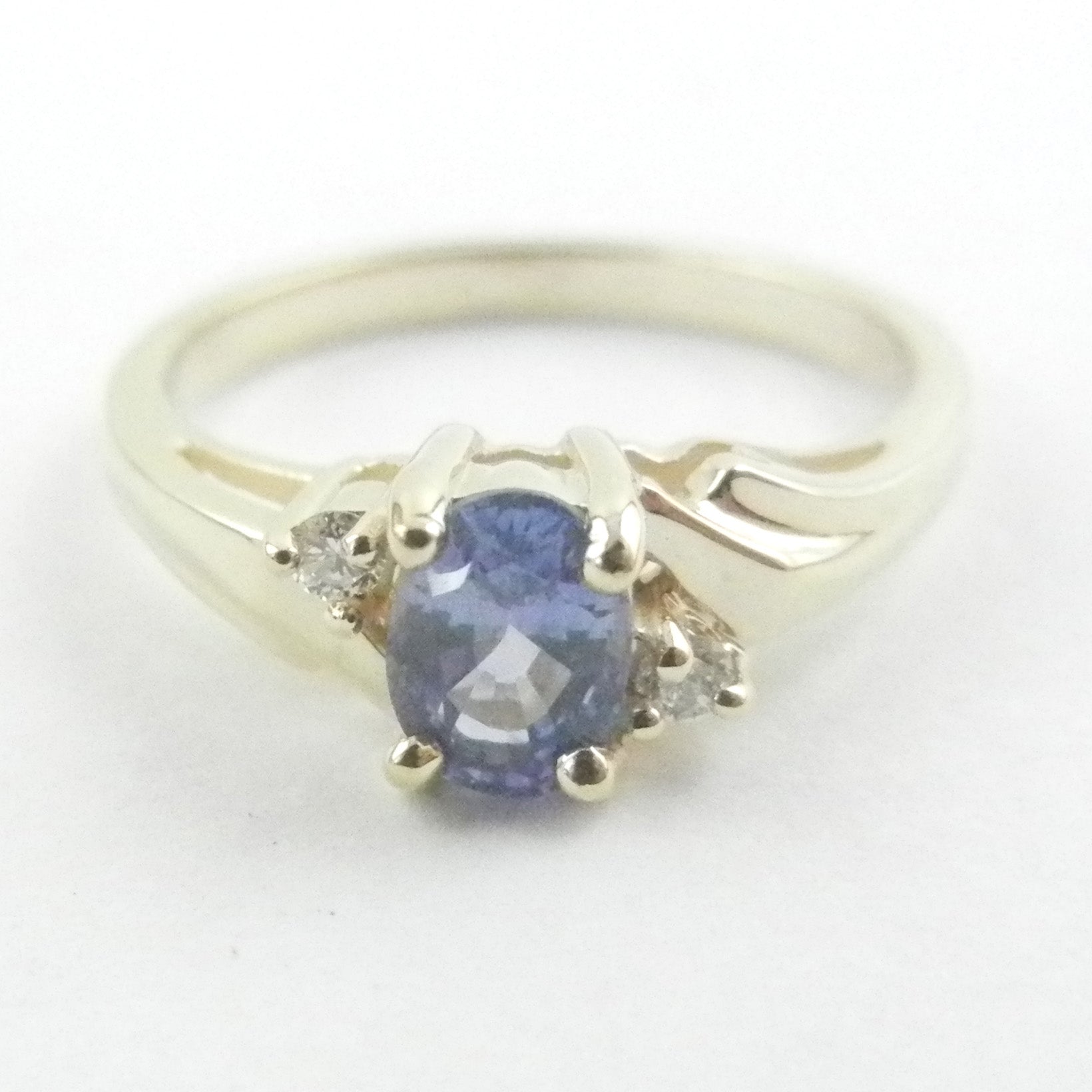 14kt  Oval  Tanzanite and Diamond Ring