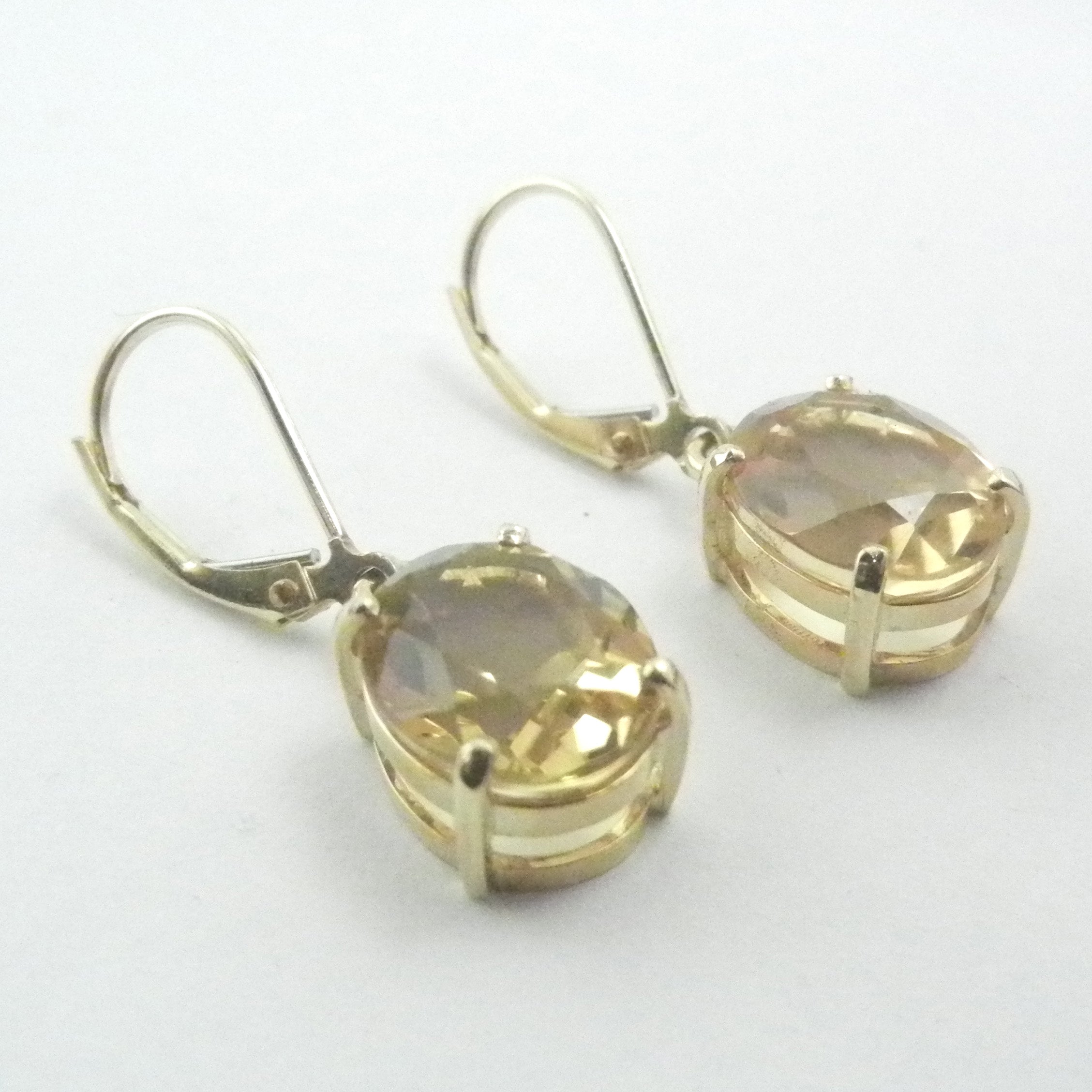 Oval Citrine Leaverback Earrings