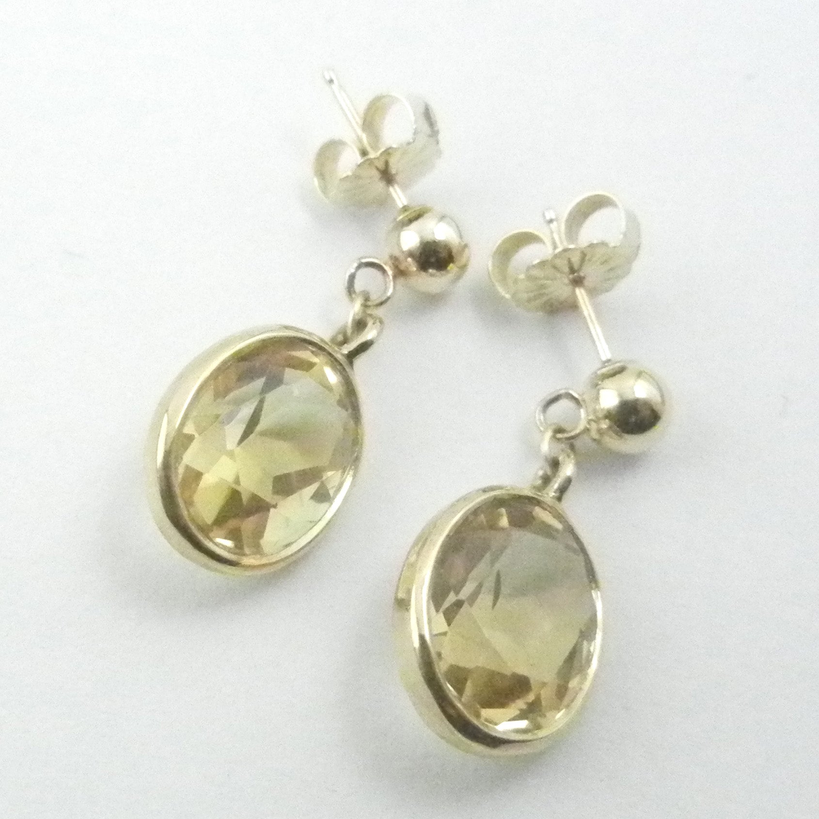 Oval Citrine Dangle Earrings