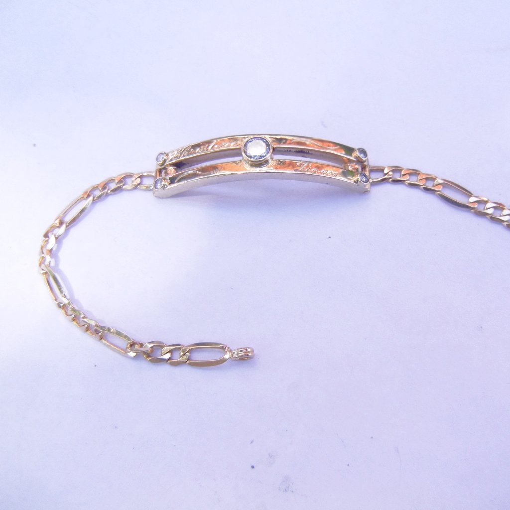 Double bar Bracelet with Bezel Set Diamonds