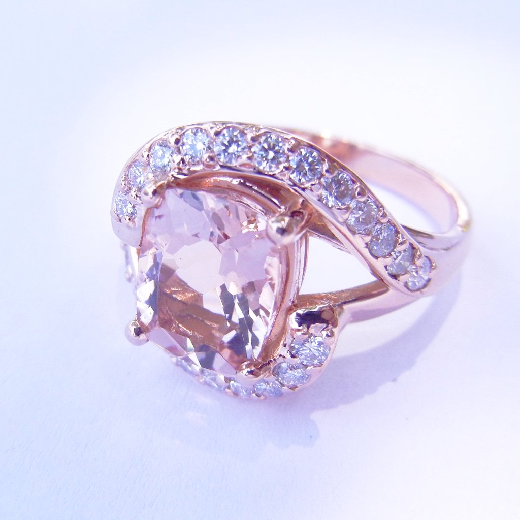 Morganite Rose Gold Bi-pass Ring