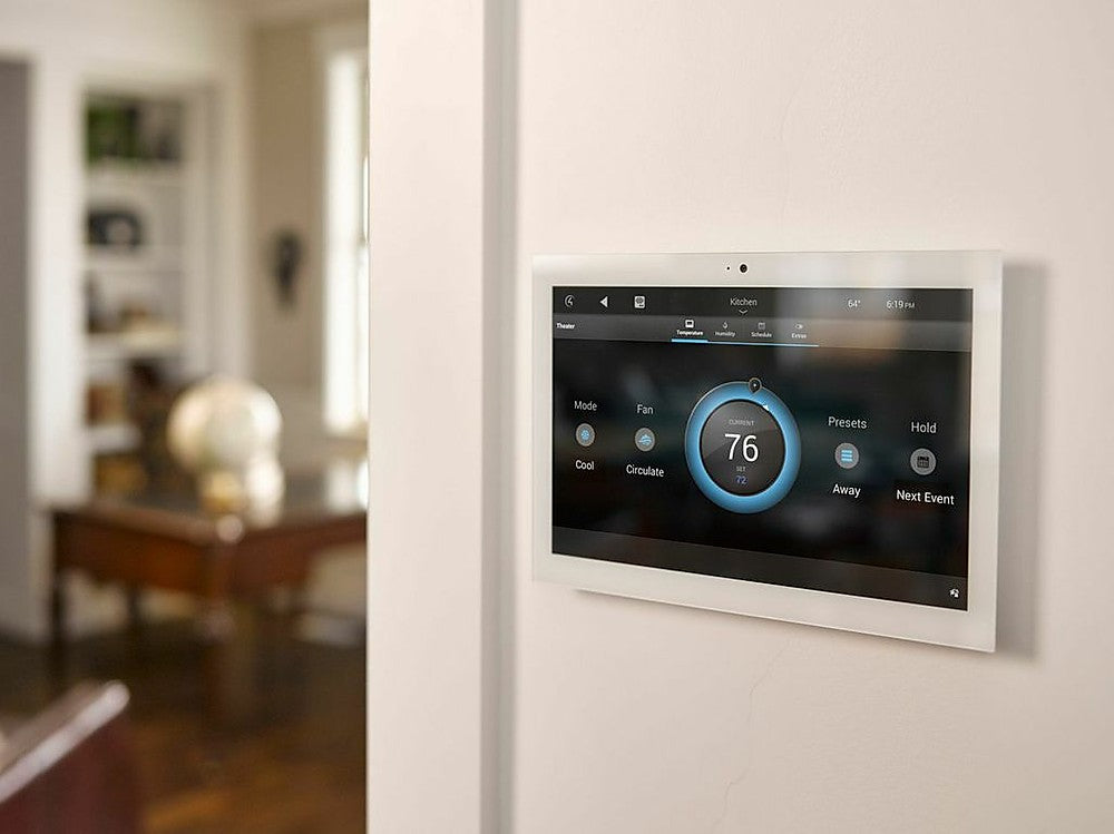 Smart home touch screen control to control lighting, heating and entertainment systems in your home
