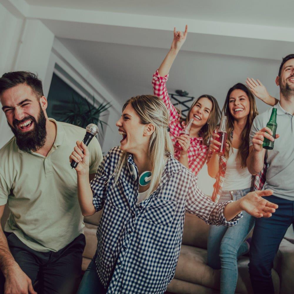 House party with people enjoying music