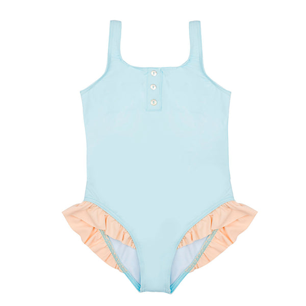 Lina One piece with ruffles - Celestial blue - Pacific Rainbow