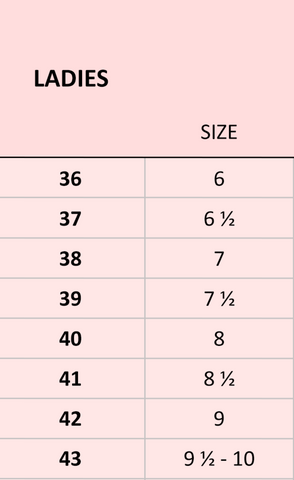 Europe Shoe Heel Size Guide Chart