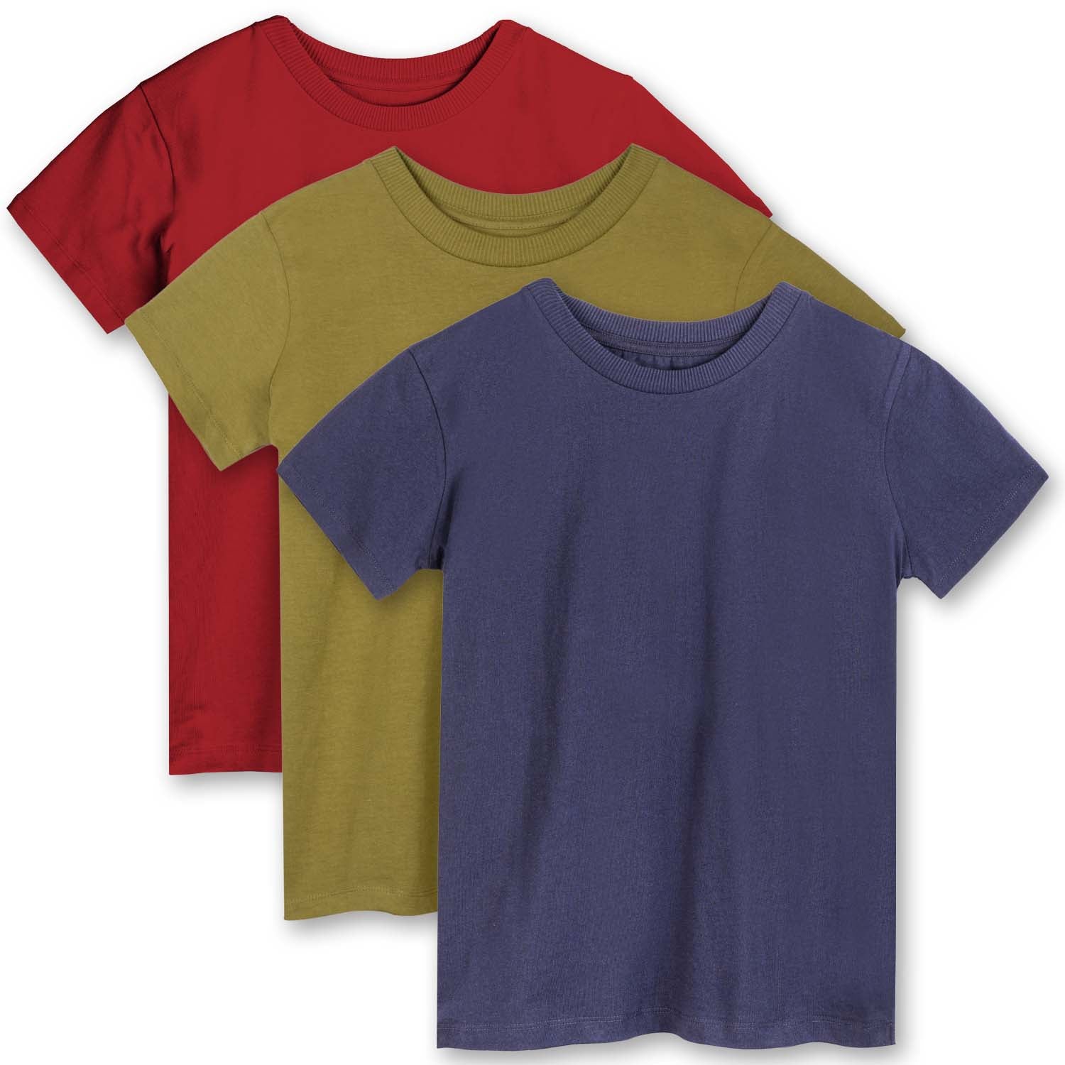 3 - Mightly Pack T-Shirts - Extended Organic Kids Shirts Length Cotton