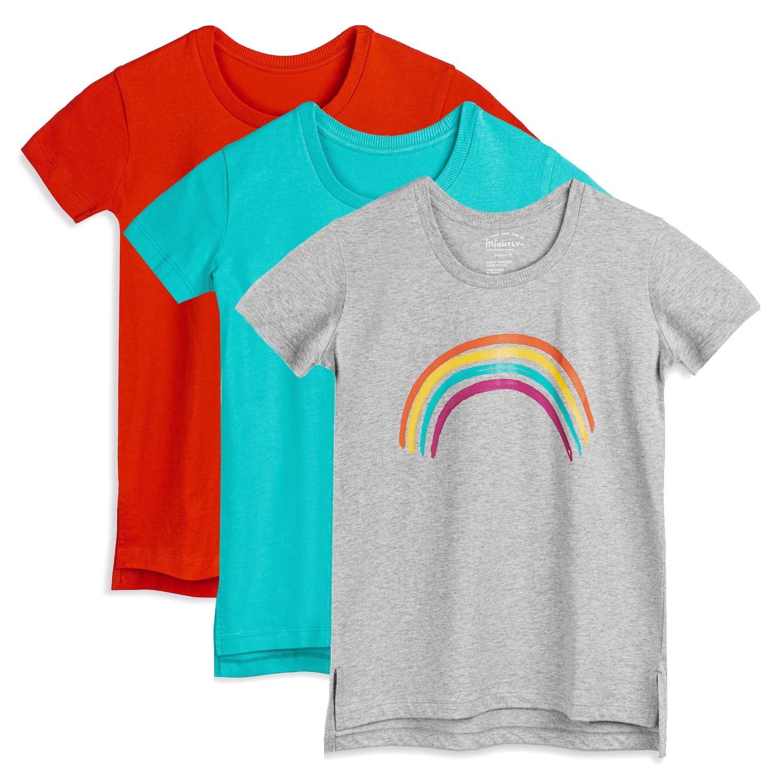 Organic Cotton Kids Shirts - - T-Shirts Length Mightly Extended 3 Pack