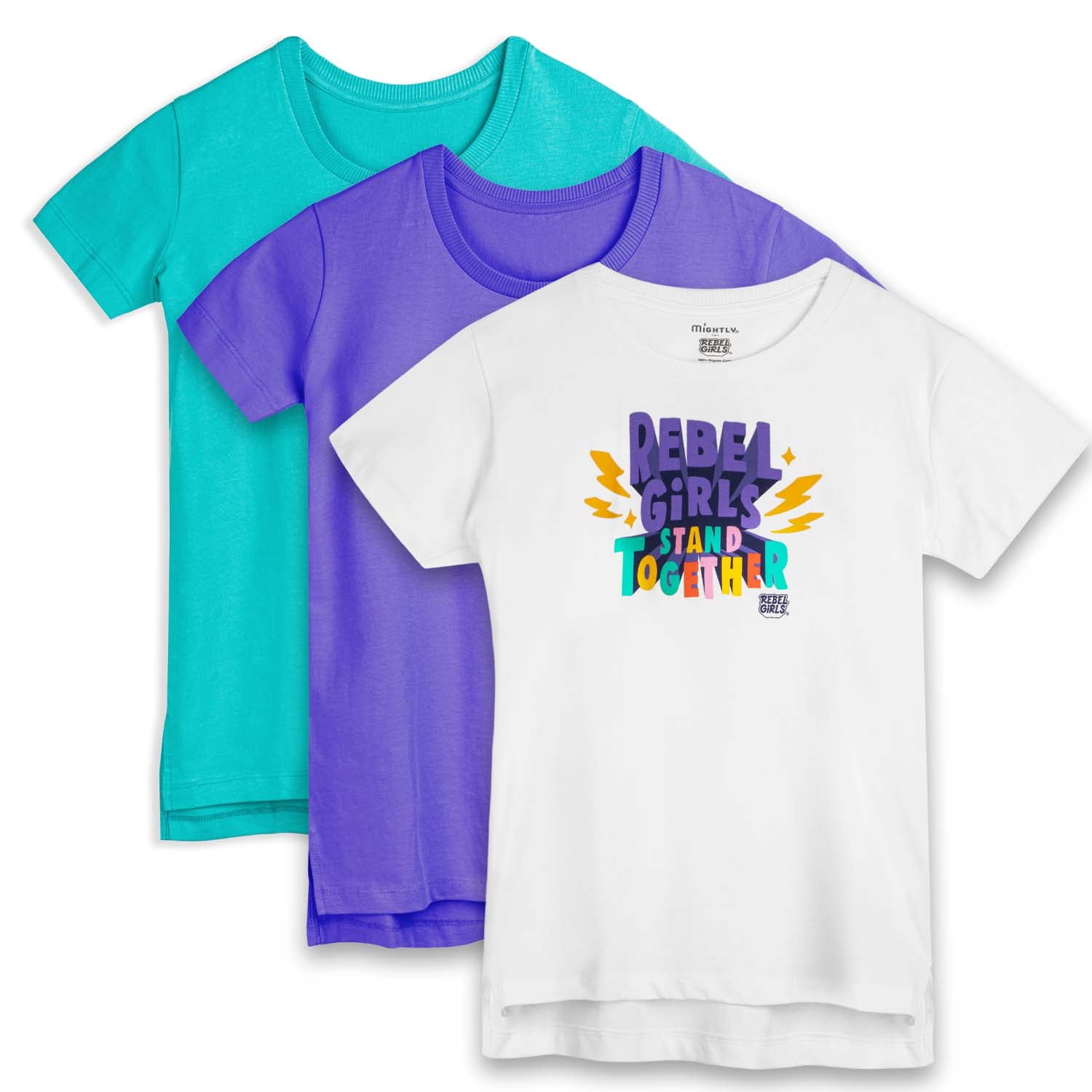 Organic Cotton Kids Shirts - Length Extended - Pack Mightly 3 T-Shirts