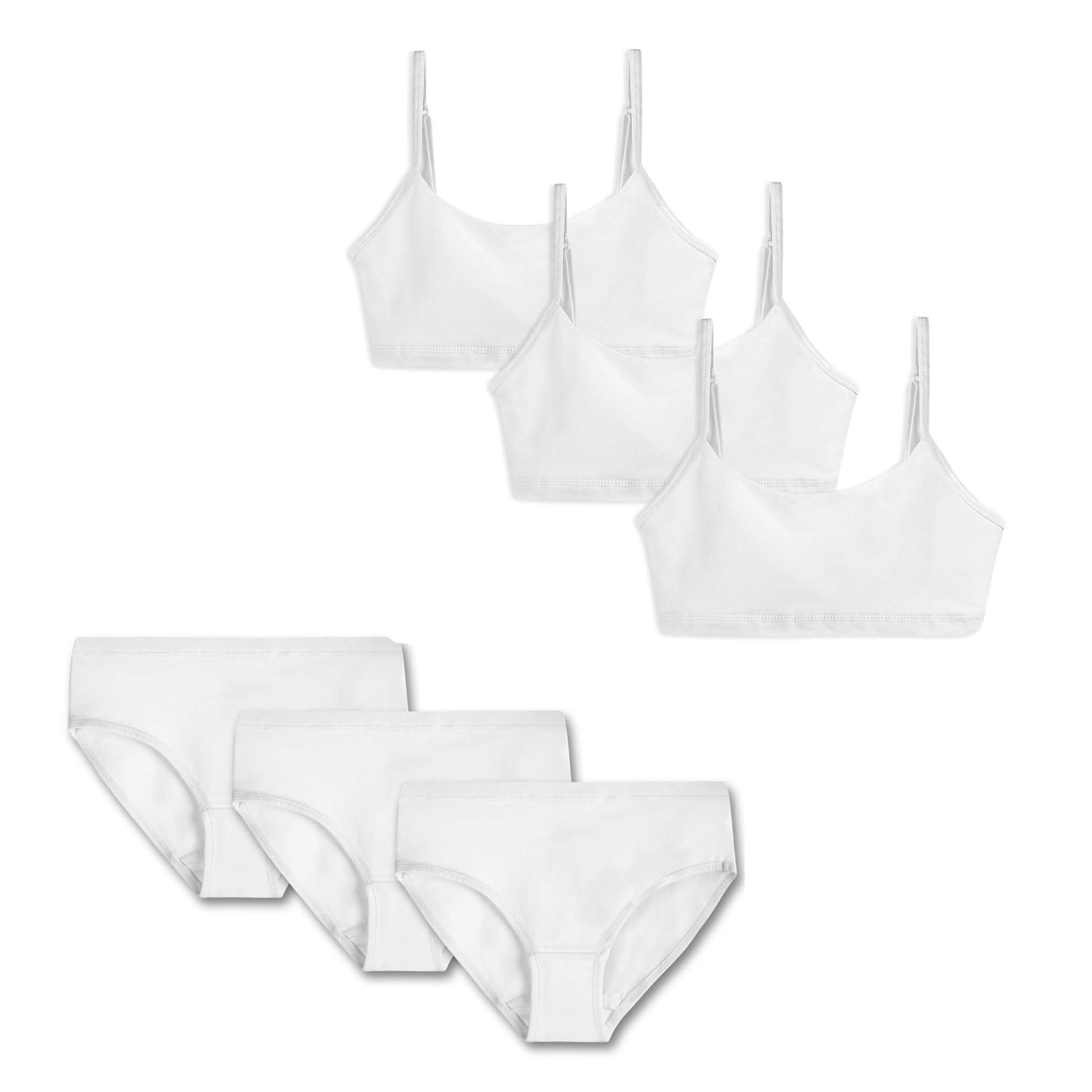 PHEZEN Cotton Bra Underpants for Girls, 3 Sets of Girls Bra Boxer Briefs,  Stretch Bra Underwear Set Everyday Girls Bras