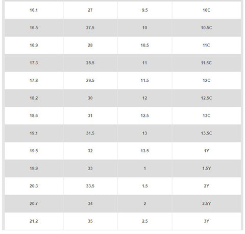 nike big kid shoe size chart