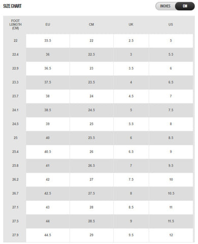 mens and womens nike shoe size chart