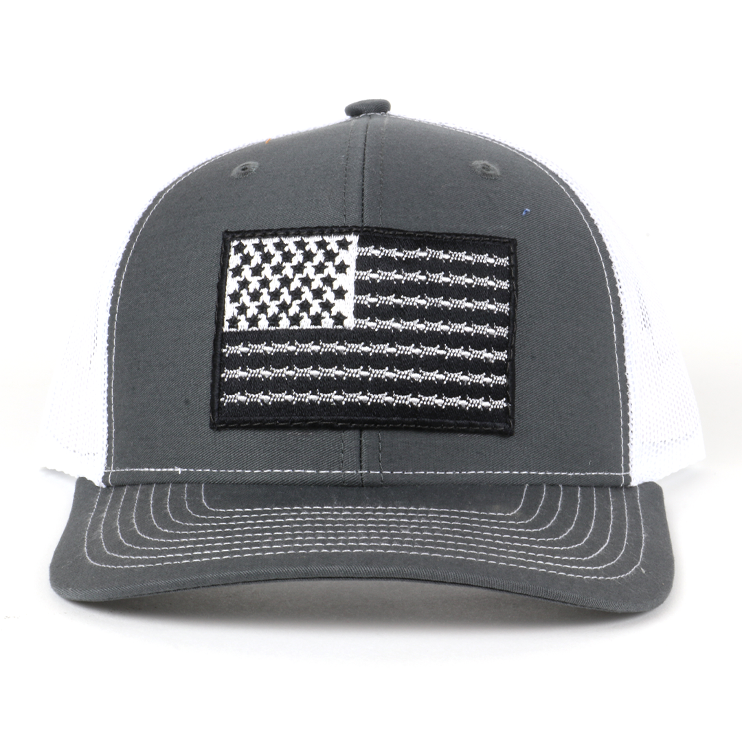 SA132 - Charcoal/White Barbed Wire Flag Cap