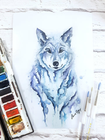 Watercolour wolf beginner level