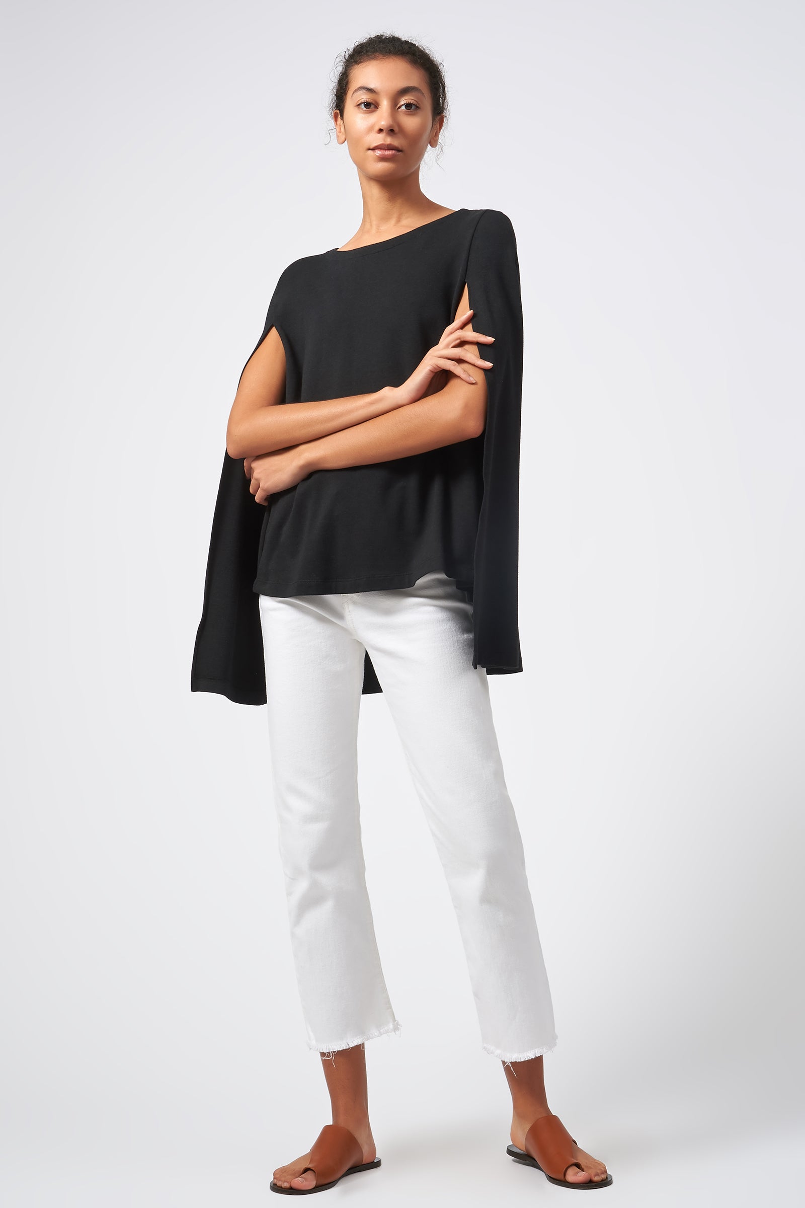 Cape Sweatshirt in Black Made from Bamboo and Cotton French Terry – KAL ...