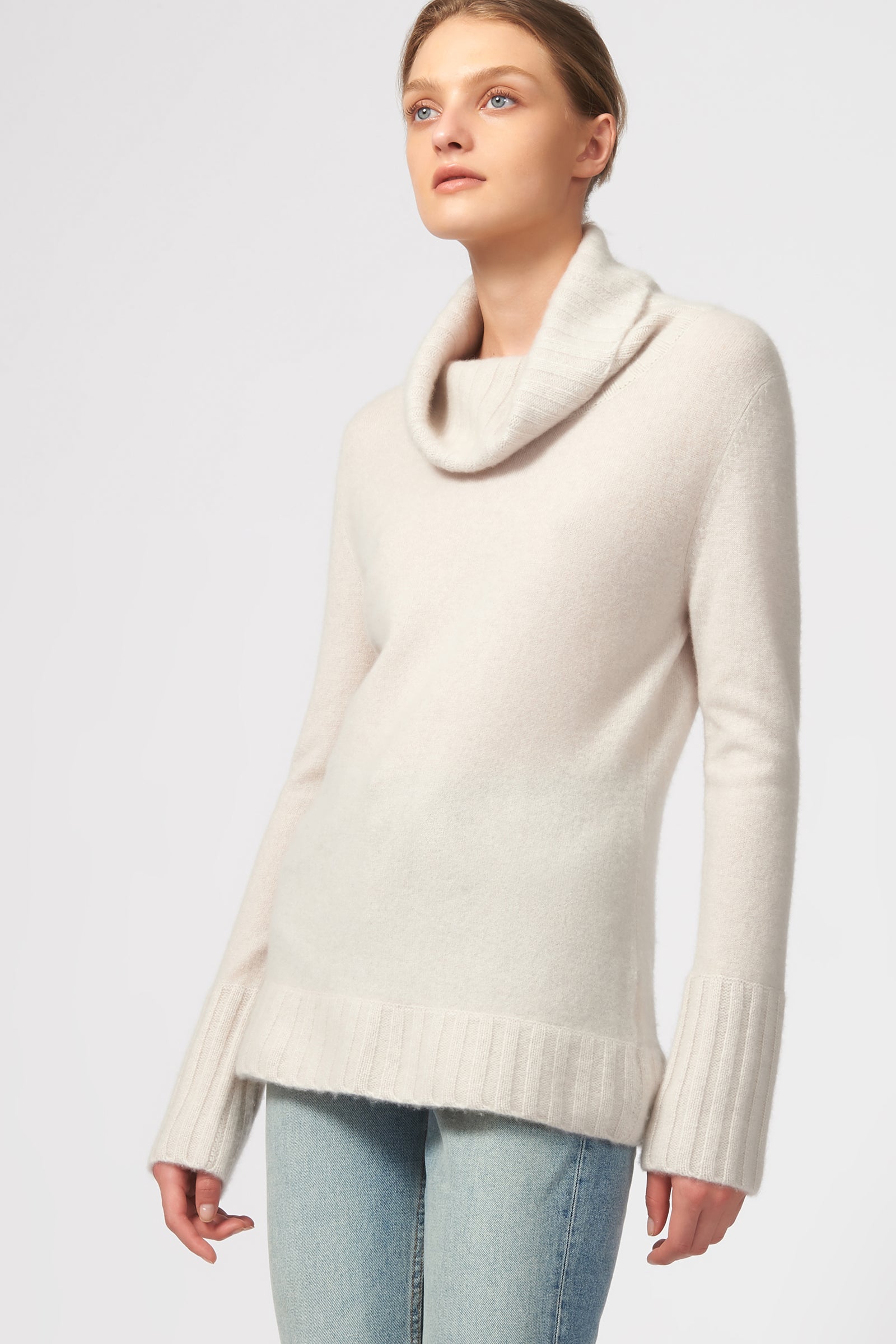 Cashmere Cowel T-Neck in Haze Made From 100% Cashmere – KAL RIEMAN