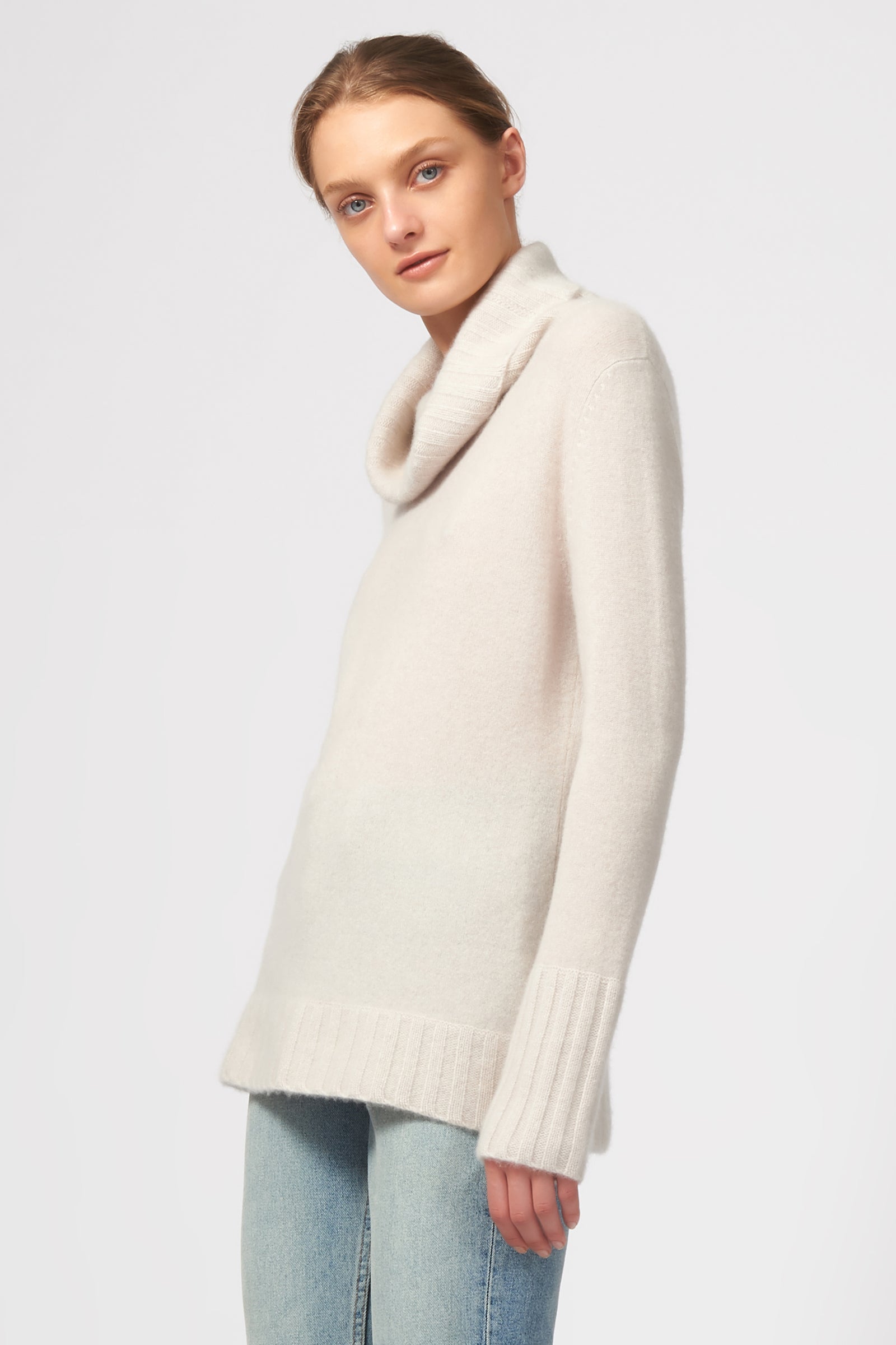 Cashmere Cowel T-Neck in Haze Made From 100% Cashmere – KAL RIEMAN