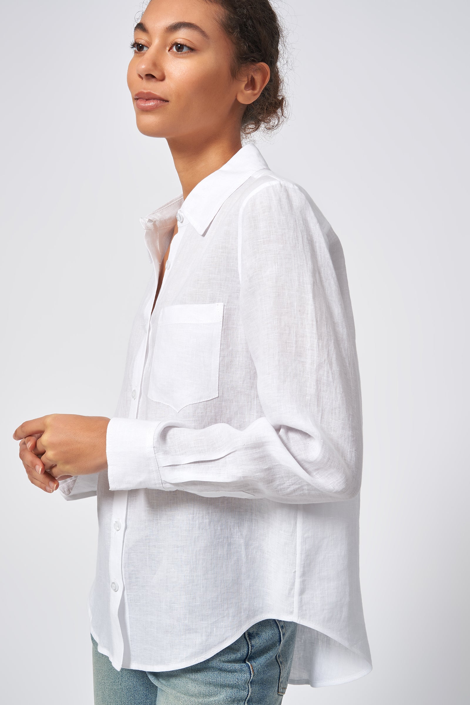 Classic Tailored Shirt - White Linen – KAL RIEMAN