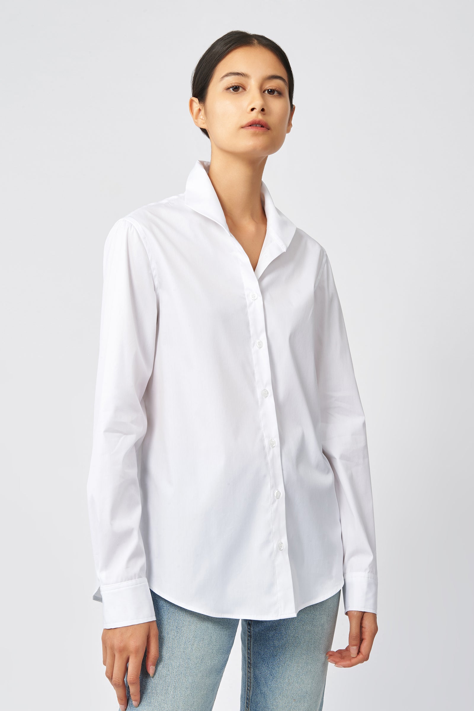 Ginna Box Pleat Shirt in White Ottoman Made From 100% Cotton – KAL RIEMAN