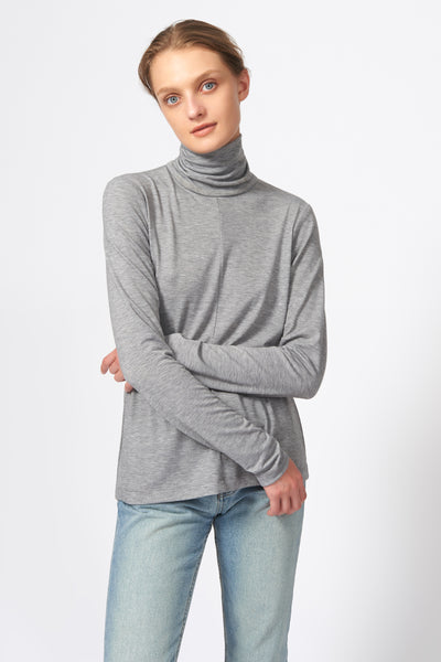 Seamed Turtleneck in Grey Made From Italian Brushed Jersey – KAL RIEMAN