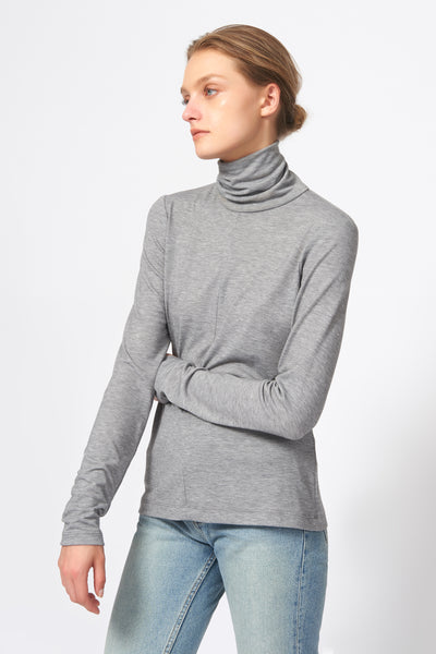Seamed Turtleneck in Grey Made From Italian Brushed Jersey – KAL RIEMAN