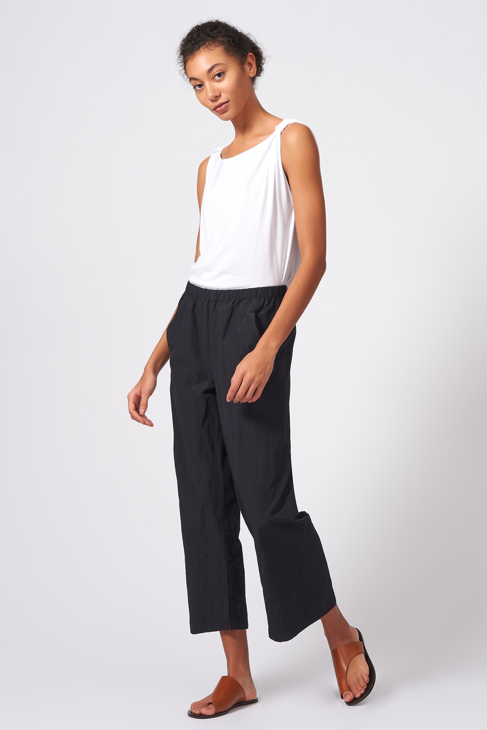 Split Hem Capri in Black in Cotton Nylon – KAL RIEMAN