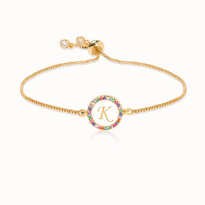 Colorful Rainbow Zircon 26 Letter Bracelet for Women adjustable initial Bracelet Femme Snake Chain Jewelry Christmas gifts - A Bit Unique Boutique