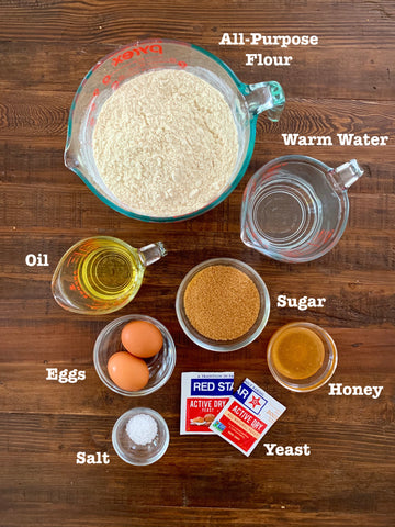 Ingredients for challah recipe